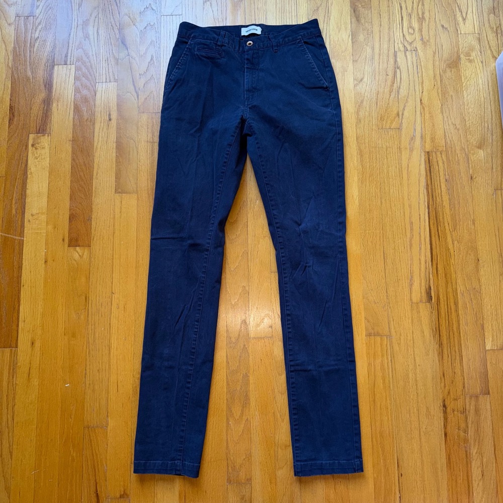 Taylor Stitch Democratic Chino Navy Blue Cotton Twill Pants 30 x 35 Quiet Luxury